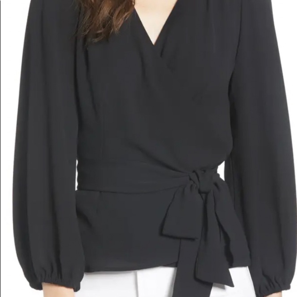 Chelsea28 Wrap Top Black Side Tie Size Medium